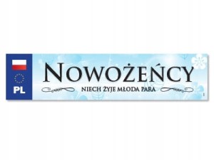 Nakładka ślubna na tablicę rejestracyjną Nowożeńcy