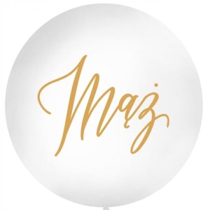 Balon okrągły napis Mąż biały 1m