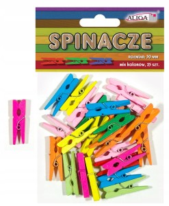 Spinacze drewniane mix kolorów 30 mm 25 szt.