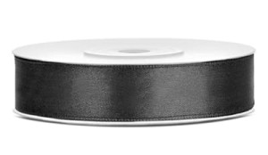 Tasiemka satynowa  czarna 12 mm