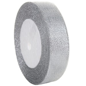 Tasiemka brokatowa srebrna 25mm/22mb