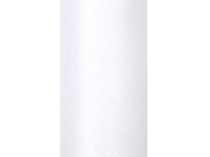 Tiul glittery dekoracyjny biały na szpulce 9 m.