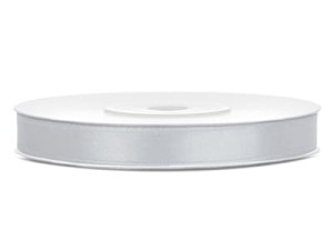 Tasiemka satynowa wstążka srebrn 6 mm.