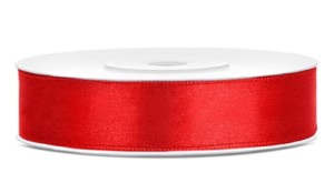 Tasiemka satynowa  czerwona  12 mm