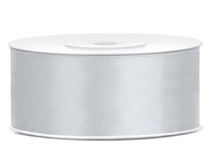 Tasiemka satynowa  srebrna 25 mm