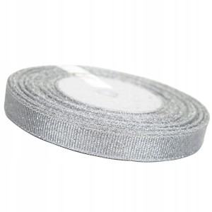 Wstążka brokatowa srebrna 12mm 1szt