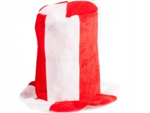 Czapka kibica cylinder biało czerwony