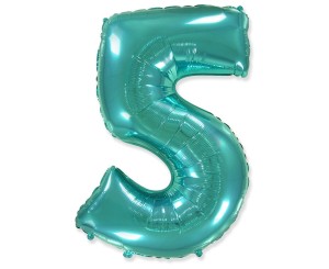 Balon foliowy FX - "Number 5" tiffany, 85 cm