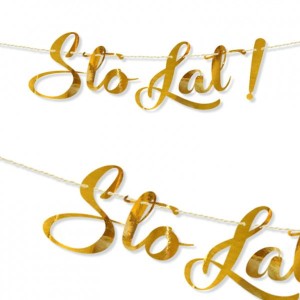 Baner Sto Lat metaliczne złoto 60 cm