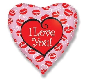 Balon foliowy 18" FX - "I love you + całuski"