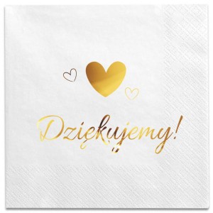 Serwetki 24x24 białe "Dziękujemy!" 12 szt.