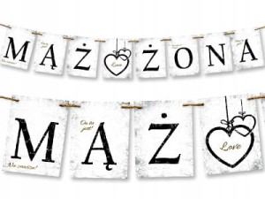 Baner weselny MĄŻ ŻONA, 100 cm, 1 szt.