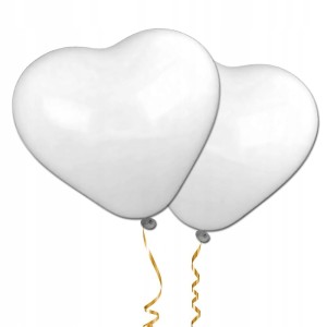 Balony serca białe, 20 szt.