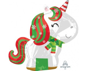 Balon foliowy Junior Shape "Christmas Unicorn", 43x53 cm, zapakowany