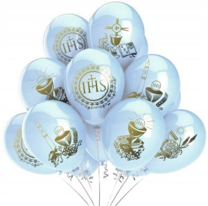 Balony komunijne delikatne błękitne 20 szt.