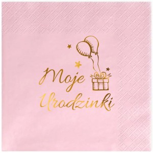 Serwetki 33x33 różowe "Moje Urodzinki" 12 szt.