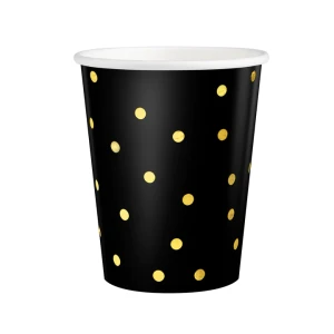 Kubek czarny w kropki złote 6szt