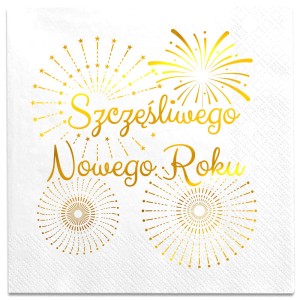 Serwetki 24x24 białe "Szczęśliwego Nowego Roku" 12 szt.