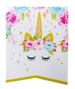 Baner xl z brokatem jednorożec 20x16,5 cm