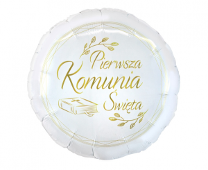 Balon foliowy Pierwsza Komunia Święta (biblia), okrągły 18"
