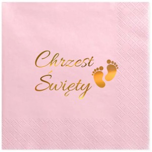 Serwetki 33x33 różowe "Chrzest Święty" 12 szt.