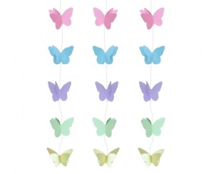 Dekoracja wisząca MOTYLE pastelowe, 200 cm