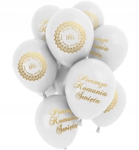 Balony komunijne z nadrukiem 10 szt.