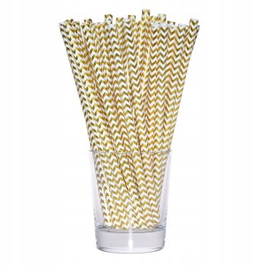 Słomki papierowe shake, złote 10 szt.