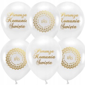 Balony komunijne z nadrukiem, 10 szt