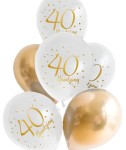 Balony białe z nadrukiem "40 Urodziny" 6 szt.