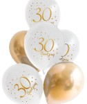 Balony białe z nadrukiem "30 Urodziny" 6 szt.