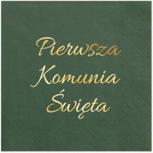 Serwetki 33x33 zielone "Pierwsza Komunia Święta" 12 szt.