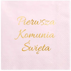 Serwetki 33x33 różowe "Pierwsza Komunia Święta" 12 szt.