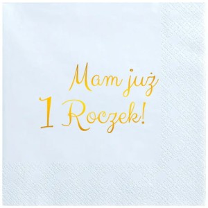 Serwetki 33x33 błękitne "Mam już 1 Roczek" 12 szt.