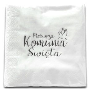 Serwetki komunijne, napis, białe 20 szt.