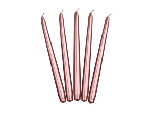 Świeca stożkowa metalizowana, różowe złoto, 24cm 5 szt.