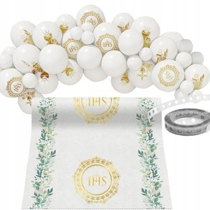 Zestaw dekoracji Komunijnych, balony komunijne, stojak,
