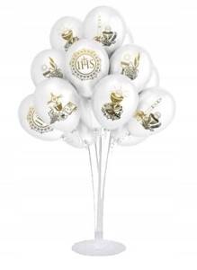 Zestaw dekoracji Komunijnych, balony, stojak
