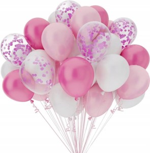 Zestaw balonów różowe fuksja białe 