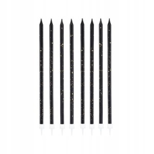 Świeczki na tort czarno-złote długie 8 szt.