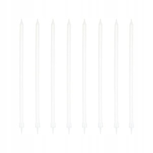 Świeczki na tort białe długie 8 szt.