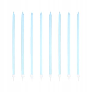 Świeczki na tort długie niebieski 8 szt.