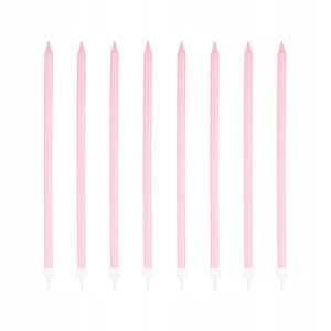 Świeczki urodzinowe długie różowe 8 szt.