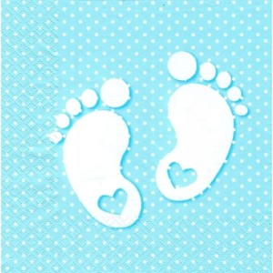 Serwetki niebieskie Stópki 33x33 cm, 20 szt. 