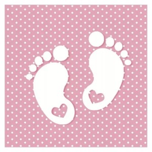 Serwetki różowe Stópki 33x33 cm, 20 szt.  