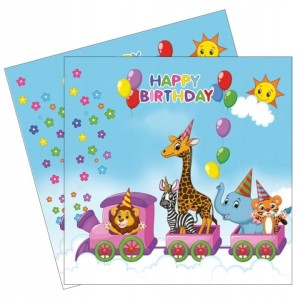 Serwetki papierowe Pociąg Zoo , 33x33 cm, 20 szt. 