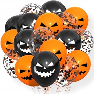 Balony halloween mix z konfetti, 20 szt.