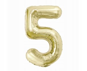 Balon foliowy  cyfra 5, szampańska, 85cm