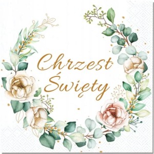 Serwetki  na Chrzest Święty Kwiaty