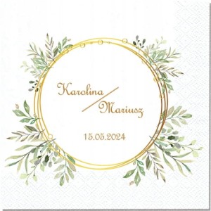 Serwetki Ślubne personalizowane Imiona Data